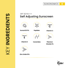 SPF 50 Self-Adjusting Sunscreen Lotion 30ml | With Sundat De, Peptides, Vitamin E, Ceramides, Zinc Oxide & Titanium Dioxide | High Protection, Hydrating & Tone-Adjusting Formula | Broad Spectrum UV Defense for All Skin Types