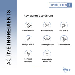 VRH Acne Face Serum Advance Repair | Salicylic Acid, Azelaic Acid, Niacinamide & Zinc | Clears Acne, Reduces Blemishes & Soothes Skin | Expert Series+ | 30ml
