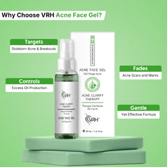 VRH Acne Face Gel with 2% Azelaic + 2% Salicylic | Targets Stubborn Acne & Breakouts | Controls Excess Oil | Reduces Acne Scars & Marks (40ml)