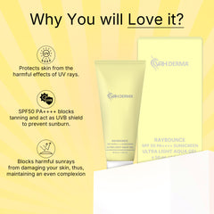 Ultra Light Sunscreen Aqua Gel SPF 50 | Broad Spectrum UV Protection & Hydrating Formula | Non-Greasy, Fast Absorbing & Water-Based | For All Skin Types | 50ml