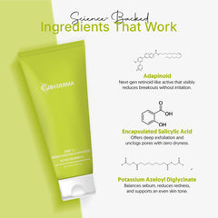 Acne Face Cleanser 75ml | with Adapinoid, Potassium Azeloyl Diglycinate & Encapsulated Salicylic Acid | For Clear, Balanced Skin | Gentle Cleanser for Acne-Prone Skin | Reduces Breakouts & Oiliness