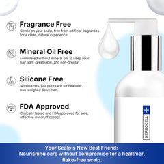 VRH Dandruff Control Shampoo | With Cutipure CLR, VEG Chitosan & Oleander Cochleara for Flake-Free Scalp & Healthy Hair | Soothes Itching & Reduces Dandruff | 120ml