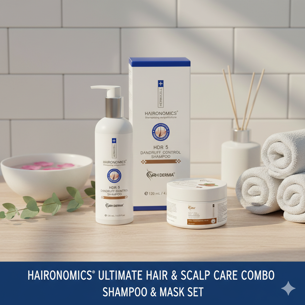 Haironomics® Hair & Scalp Repair Combo - HDR 5 Dandruff Control Shampoo + Deep Conditioning Hair Mask