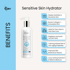 VRH Sensitive Skin Hydrator 200ml | With Tetra Peptides, Shea Butter, Jojoba Oil, Tea Tree Oil & Vitamin B3 (Niacinamide) | Soothes, Hydrates & Protects | Lightweight Moisturizer for Sensitive Skin