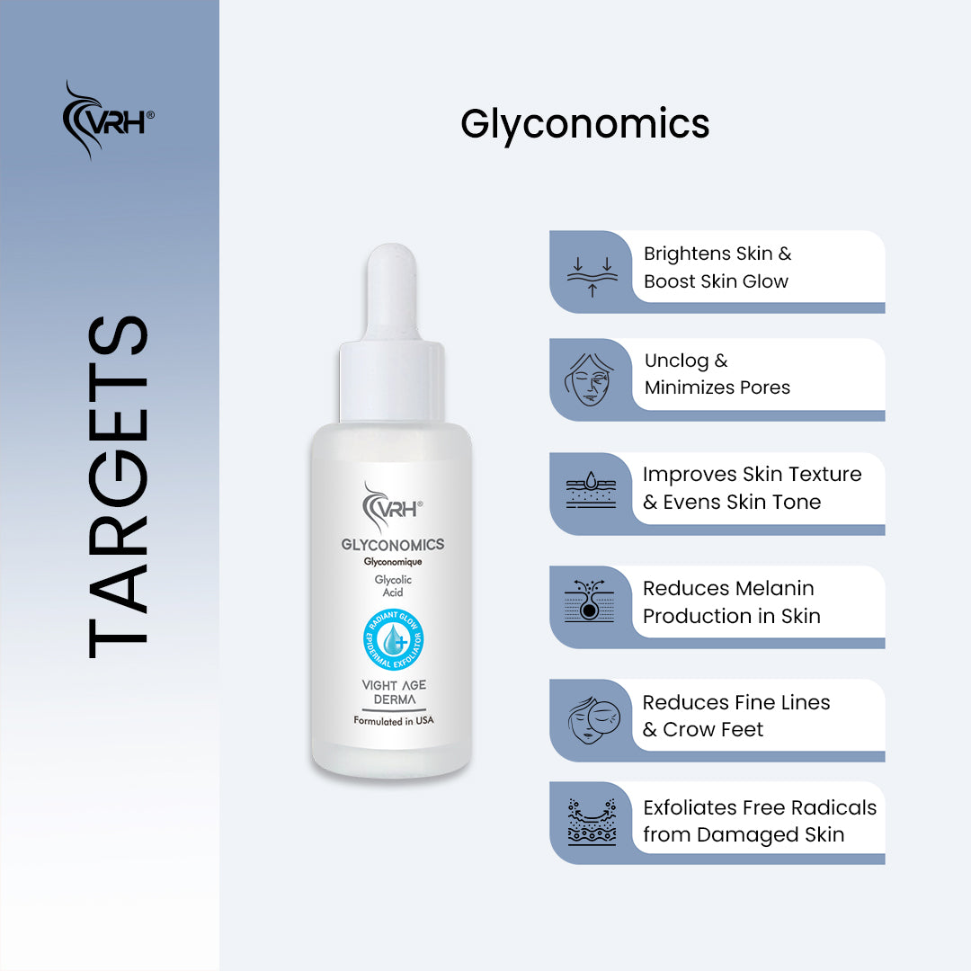 Glyconomics Gel with Glycolic Acid | Exfoliating Gel for Radiant, Smooth Skin | Reduces Dark Spots & Uneven Skin Tone | Lightweight, Non-Greasy Formula | 30ml