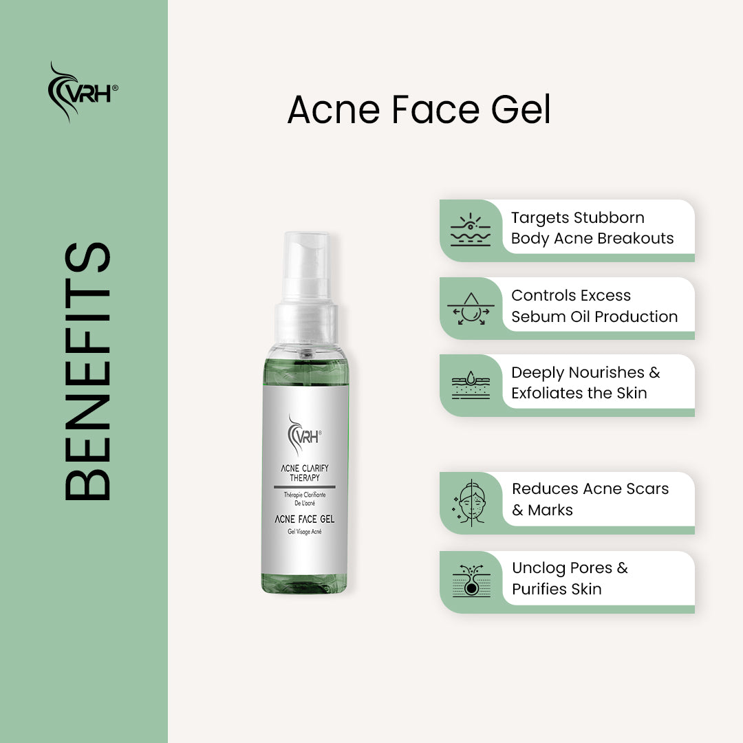 VRH Acne Face Gel with 2% Azelaic + 2% Salicylic | Targets Stubborn Acne & Breakouts | Controls Excess Oil | Reduces Acne Scars & Marks (40ml)