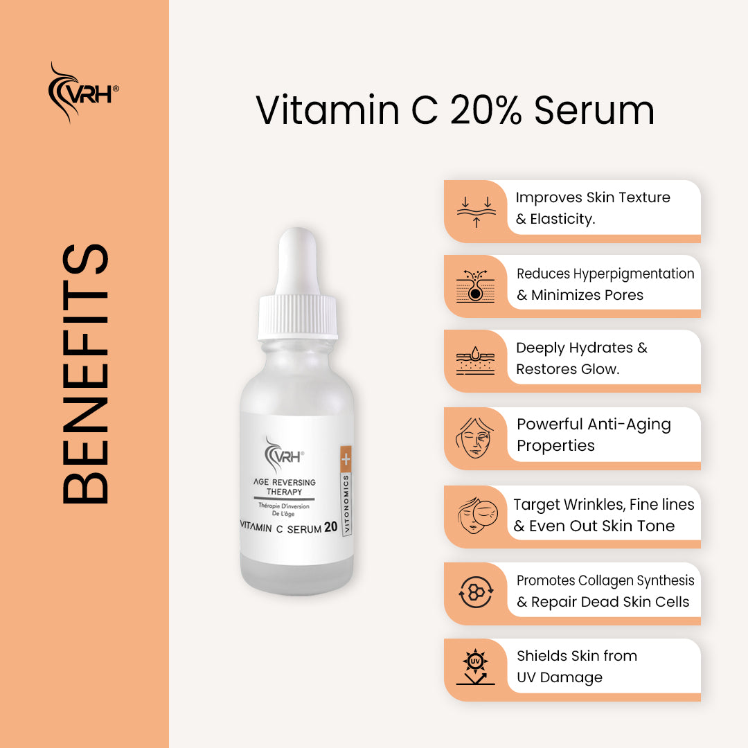 Vitamin C 20% Serum 30ml | With L-Ascorbic Acid, Hyaluronic Acid, Niacinamide & Kojic Acid | Brightens, Hydrates & Reduces Dark Spots | Anti-Aging & Skin Tone Correcting Formula for Radiant Skin