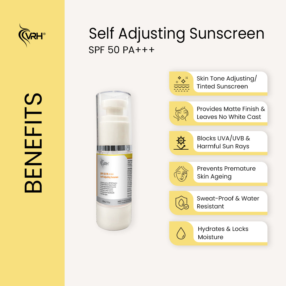 SPF 50 Self-Adjusting Sunscreen Lotion 30ml | With Sundat De, Peptides, Vitamin E, Ceramides, Zinc Oxide & Titanium Dioxide | High Protection, Hydrating & Tone-Adjusting Formula | Broad Spectrum UV Defense for All Skin Types