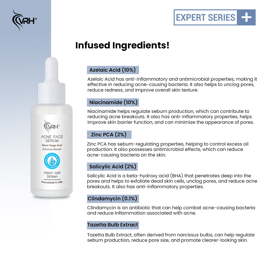 VRH Acne Face Serum Advance Repair | Salicylic + Azelaic + Niacinamide + Zinc | Expert Series+ (30ml)