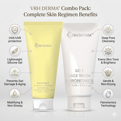 VRH Derma Ultimate Skin Glow Combo | GC 7 Faironomics Face Wash (75ml) & Raybounce SPF 50 PA++++ Silicone Sunscreen Gel (50ml)