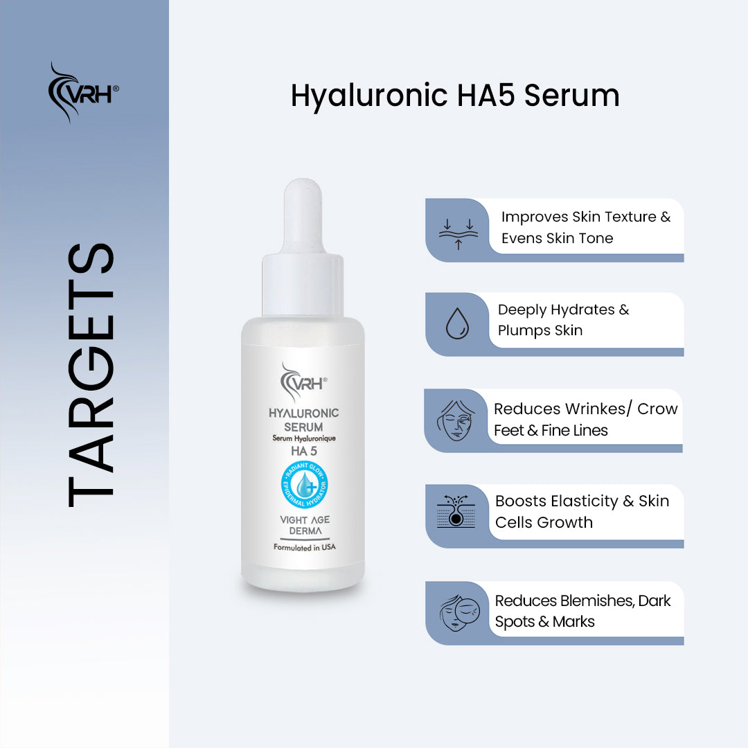 VRH Hyaluronic Serum HA5 30ml | With Hyaluronic Acid, Betaine Anhydrous & Calendula Mother Tincture | Deep Hydration & Soothing Formula | Plumps, Calms, & Revitalizes Skin | For All Skin Types