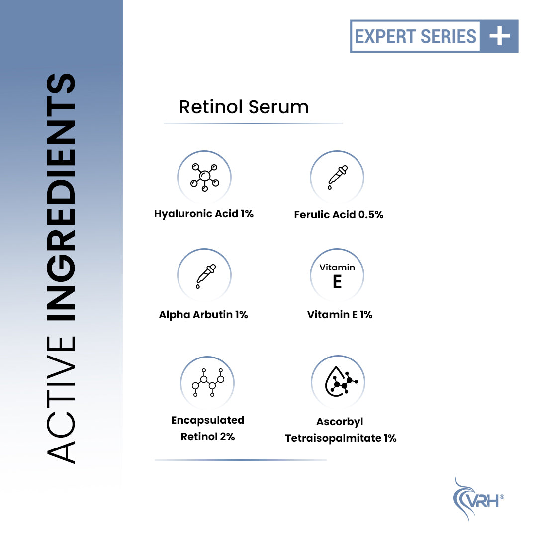 Retinol Serum 30ml | With Hyaluronic Acid, Ferulic Acid, Alpha Arbutin & Vitamin E | Anti-Aging, Brightening & Hydrating Formula | Reduces Fine Lines & Dark Spots | For All Skin Types