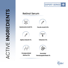 Retinol Serum 30ml | With Hyaluronic Acid, Ferulic Acid, Alpha Arbutin & Vitamin E | Anti-Aging, Brightening & Hydrating Formula | Reduces Fine Lines & Dark Spots | For All Skin Types