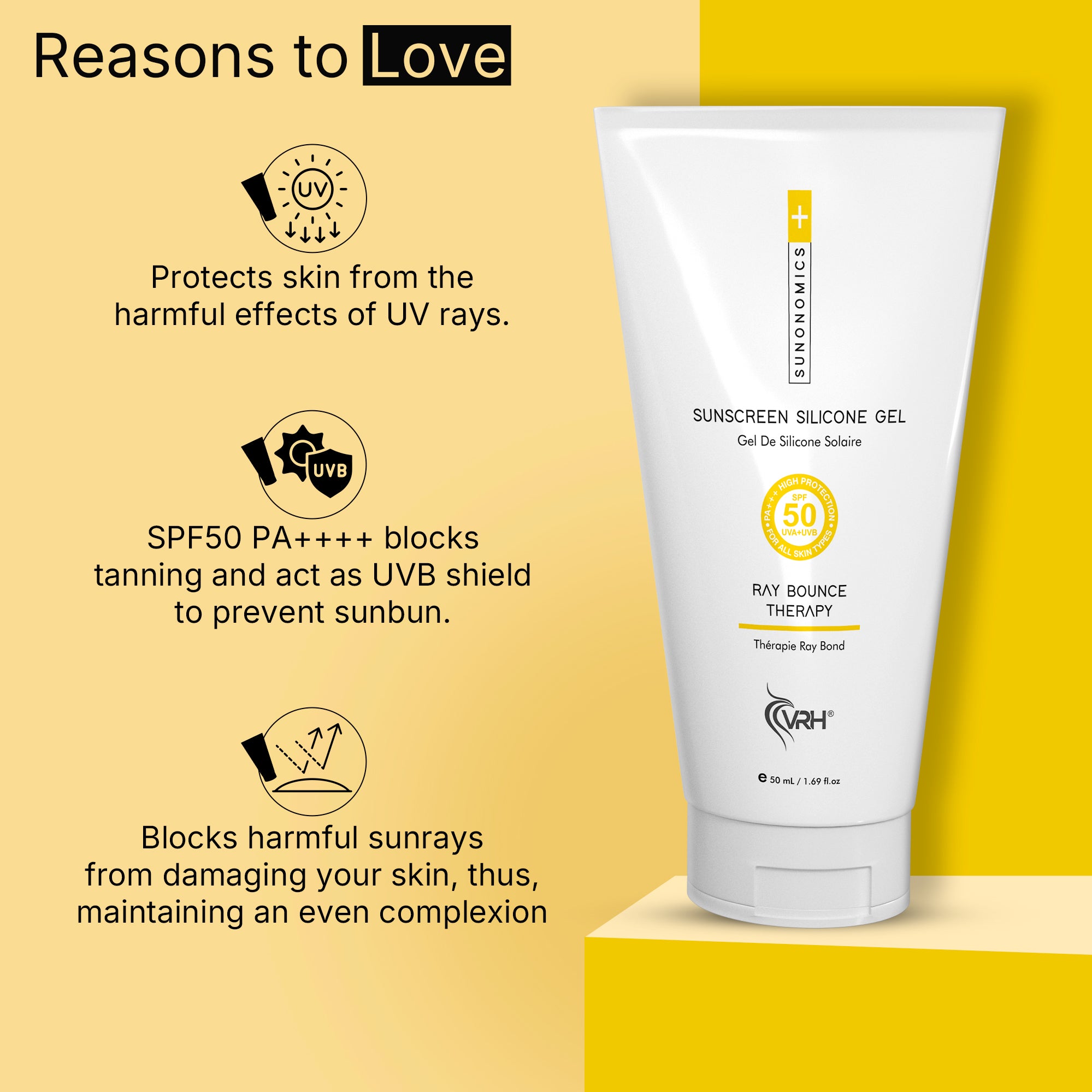 Advanced Sunscreen Silicone Gel SPF 50 PA+++ | Broad-Spectrum UV Protection | Lightweight, Non-Greasy & Water-Resistant | Suitable for All Skin Types | 50ml