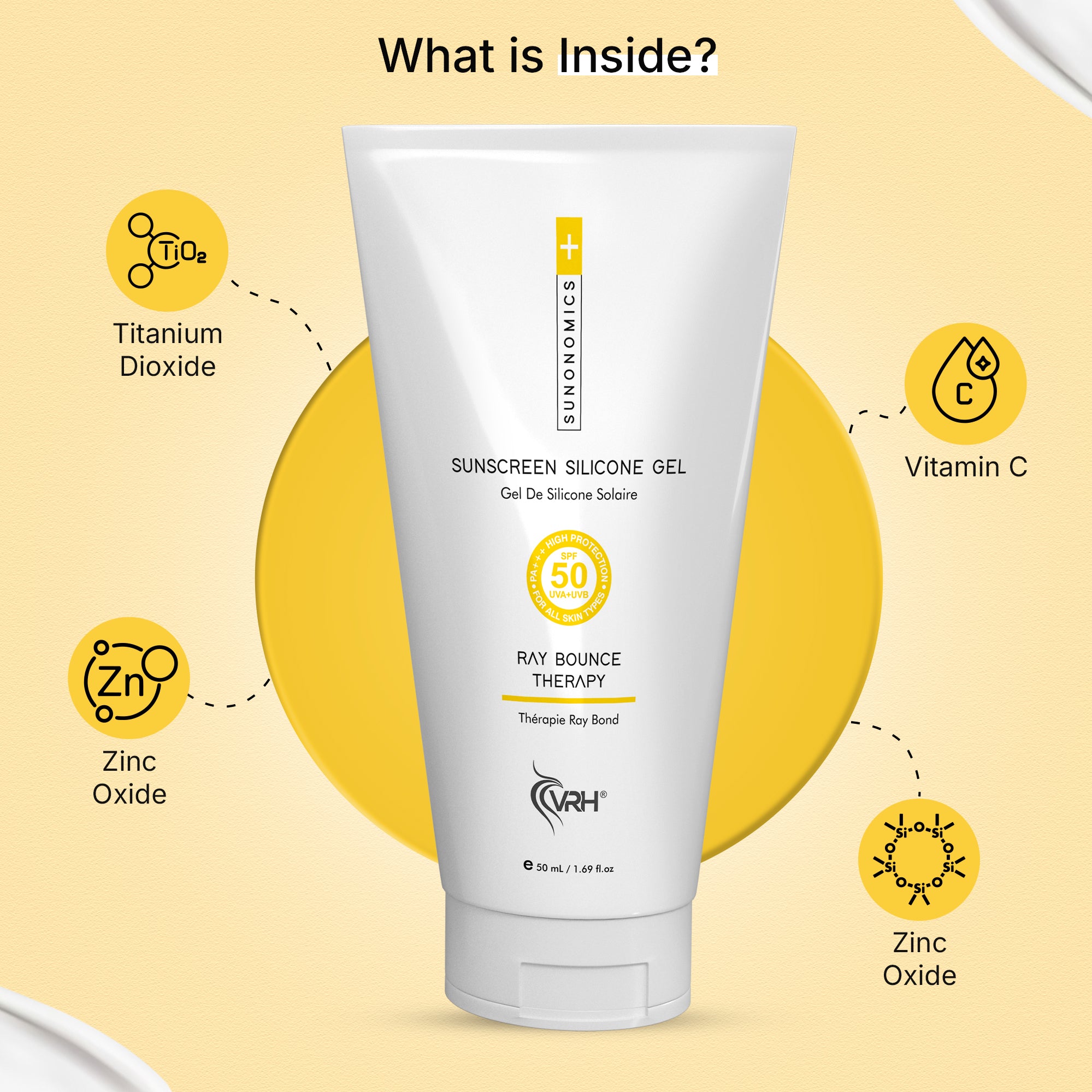 Advanced Sunscreen Silicone Gel SPF 50 PA+++ | Broad-Spectrum UV Protection | Lightweight, Non-Greasy & Water-Resistant | Suitable for All Skin Types | 50ml