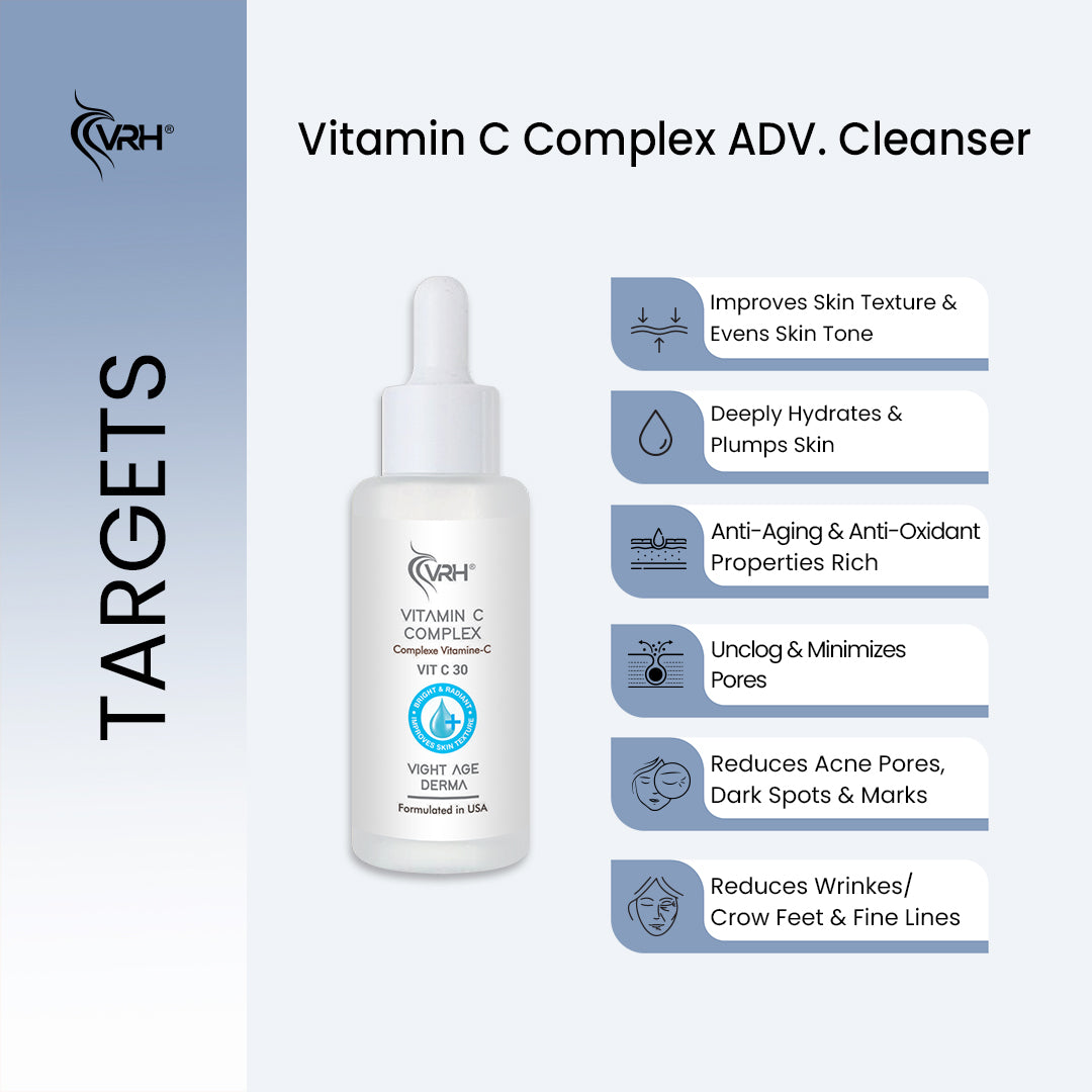 Vitamin C 30 Complex Serum 30ml | With 30% L-Ascorbic Acid, Niacinamide, Hyaluronic Acid & Ferulic Acid | Brightens, Firms & Reduces Dark Spots | Anti-Aging & Hydrating Formula for Radiant Skin