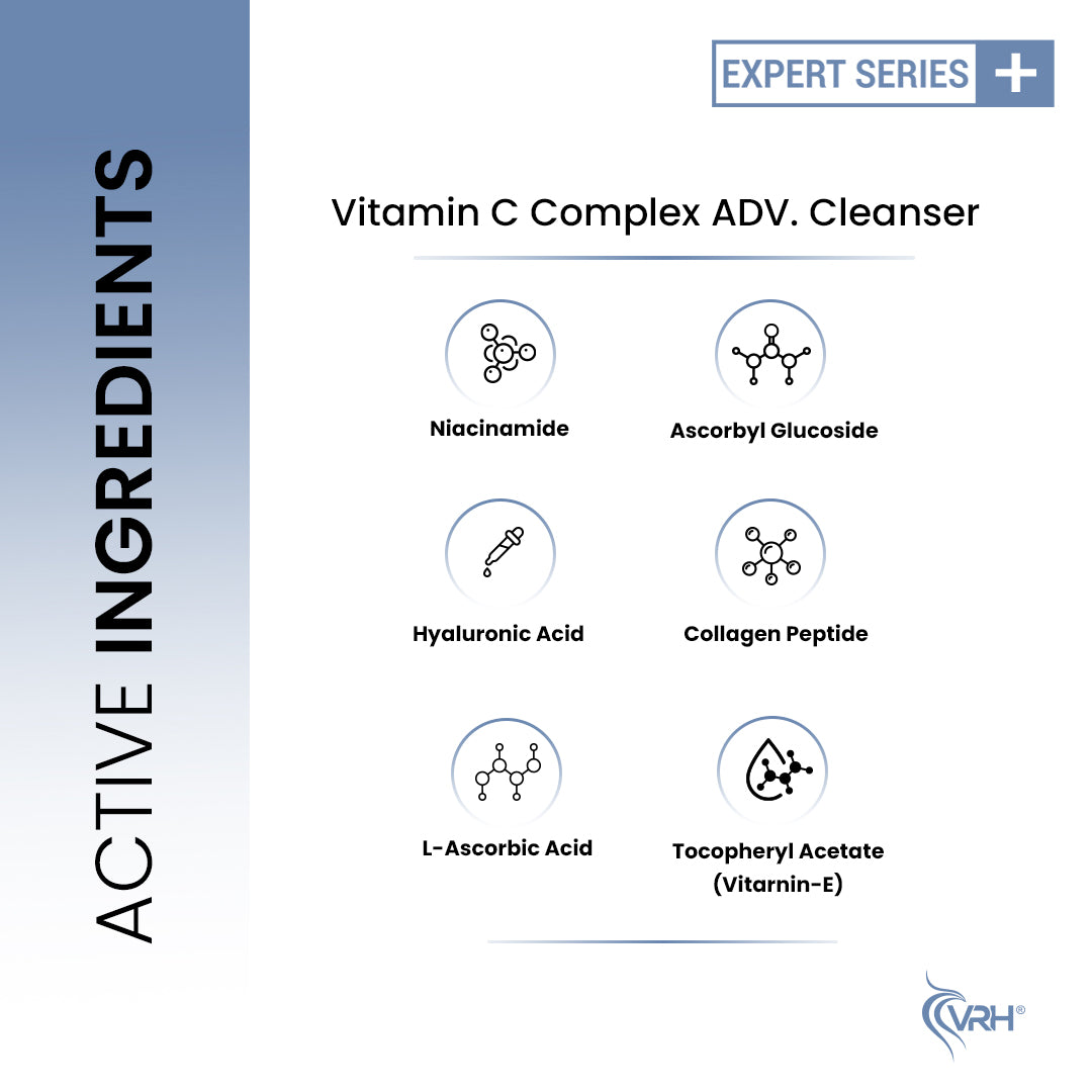 Vitamin C Complex Advanced Cleanser 200ml | With L-Ascorbic Acid, Hyaluronic Acid, Niacinamide & Collagen Peptide | Brightening & Hydrating Face Wash | Smooths, Firms & Evens Skin Tone | For All Skin Types